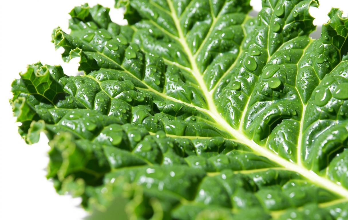 Gros plan sur un légume vert riche en lutéine